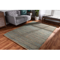 Baxton Studio Michigan-Aqua-Rug Baxton Studio Michigan Modern and Contemporary Blue Handwoven Hemp Blend Area Rug